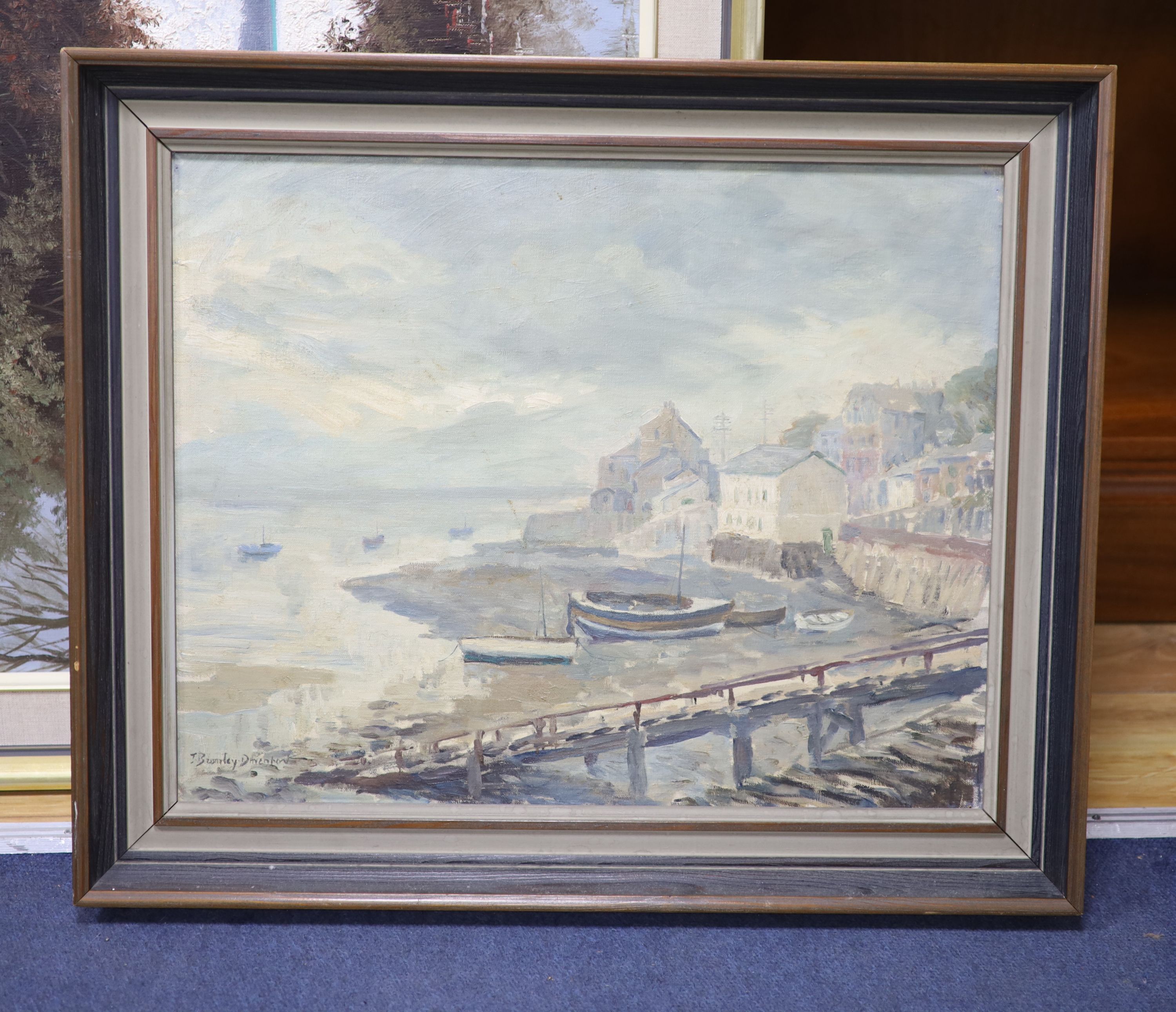 J. Bromley Davenport, oil on canvas, West Country coastal landscape, signed, 40 x 50cm
